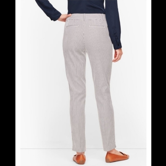 Talbots Hampshire Ankle Pants Womens Size 16P White Grey Striped Cotton Stretch - Picture 2 of 11